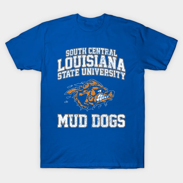 SCLSU Mud Dogs Football T-Shirt by huckblade